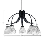 Cavella Five Light Chandelier in Matte Black with 6.25" Onyx Swirl Shade