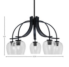 Cavella Five Light Chandelier in Matte Black with 6" Clear Bubble Shade
