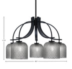Cavella Five Light Chandelier in Matte Black with 7" Smoke Textured Shade
