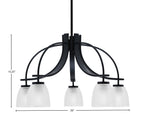 Cavella Five Light Chandelier in Matte Black with 5" Clear Ribbed Shade