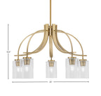 Cavella Five Light Chandelier in New Age Brass with 4" Clear Bubble Shade