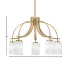 Cavella Five Light Chandelier in New Age Brass with 4" White Marble Shade