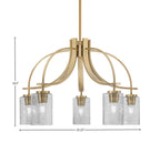 Cavella Five Light Chandelier in New Age Brass with 4" Smoke Bubble Shade