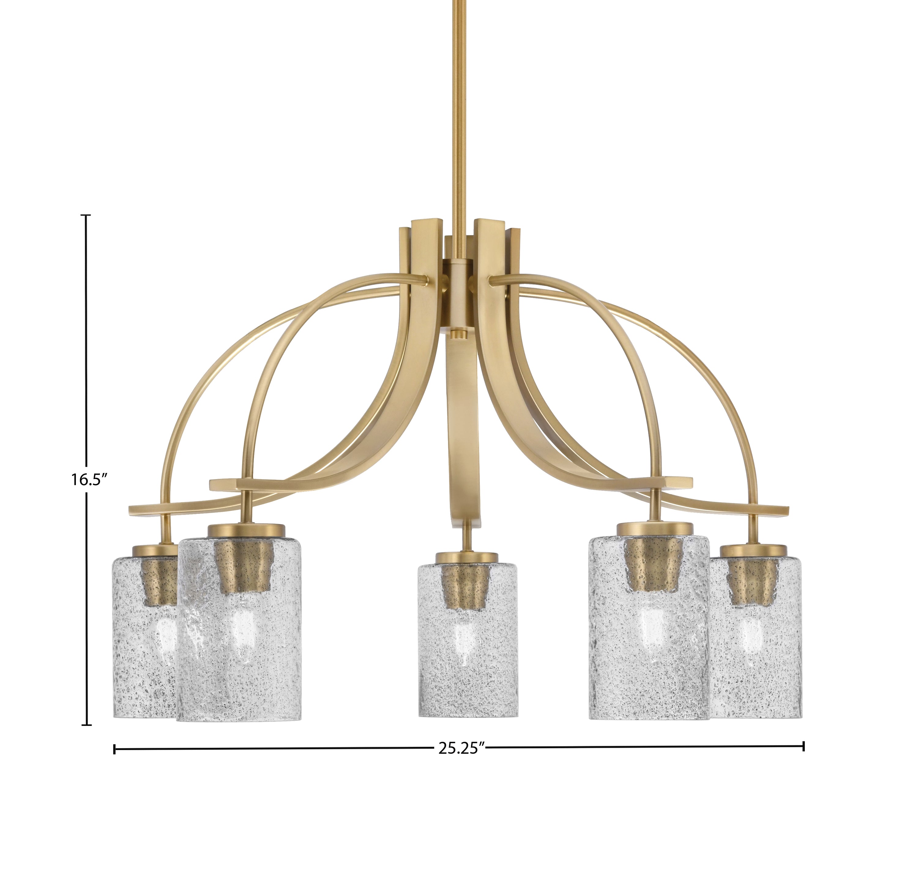 Cavella Five Light Chandelier in New Age Brass with 4" Smoke Bubble Shade