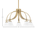Cavella Five Light Chandelier in New Age Brass with 7" White Muslin Shade