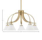 Cavella Five Light Chandelier in New Age Brass with 7" White Muslin Shade