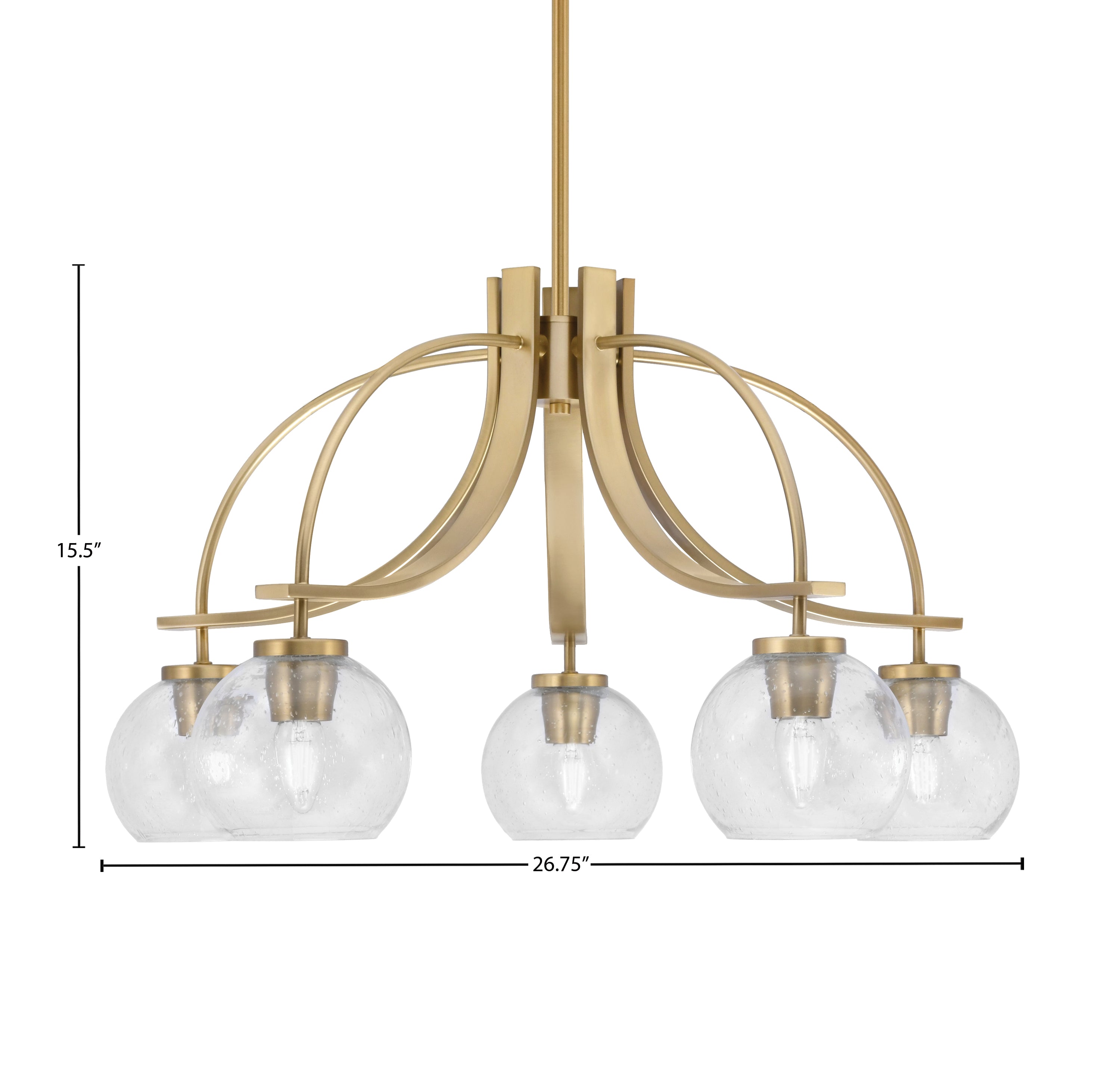 Cavella Five Light Chandelier in New Age Brass with 5.75" Clear Bubble Shade