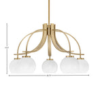 Cavella Five Light Chandelier in New Age Brass with 5.75" White Marble Shade