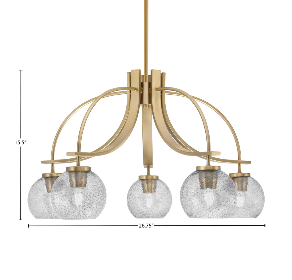 Cavella Five Light Chandelier in New Age Brass with 5.75" Smoke Bubble Shade