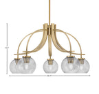 Cavella Five Light Chandelier in New Age Brass with 5.75" Smoke Bubble Shade