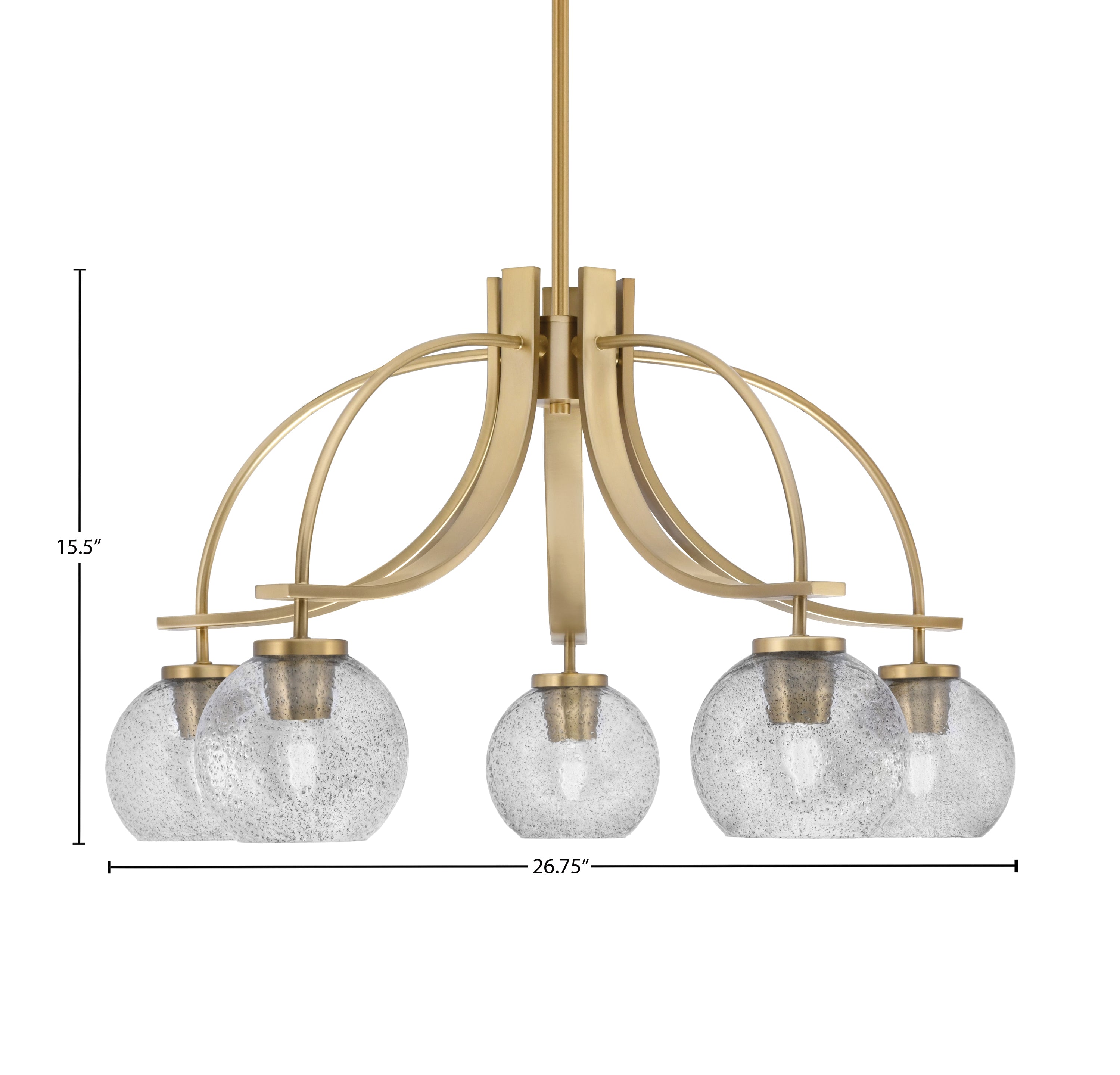 Cavella Five Light Chandelier in New Age Brass with 5.75" Smoke Bubble Shade