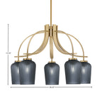 Cavella Five Light Chandelier in New Age Brass with 5.75" Smoke Textured Shade