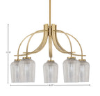 Cavella Five Light Chandelier in New Age Brass with 5.75" Silver Textured Shade