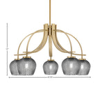 Cavella Five Light Chandelier in New Age Brass with 6" Smoke Textured Shade