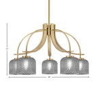 Cavella Five Light Chandelier in New Age Brass with 6" Smoke Textured Shade