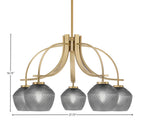 Cavella Five Light Chandelier in New Age Brass with 6" Smoke Textured Shade