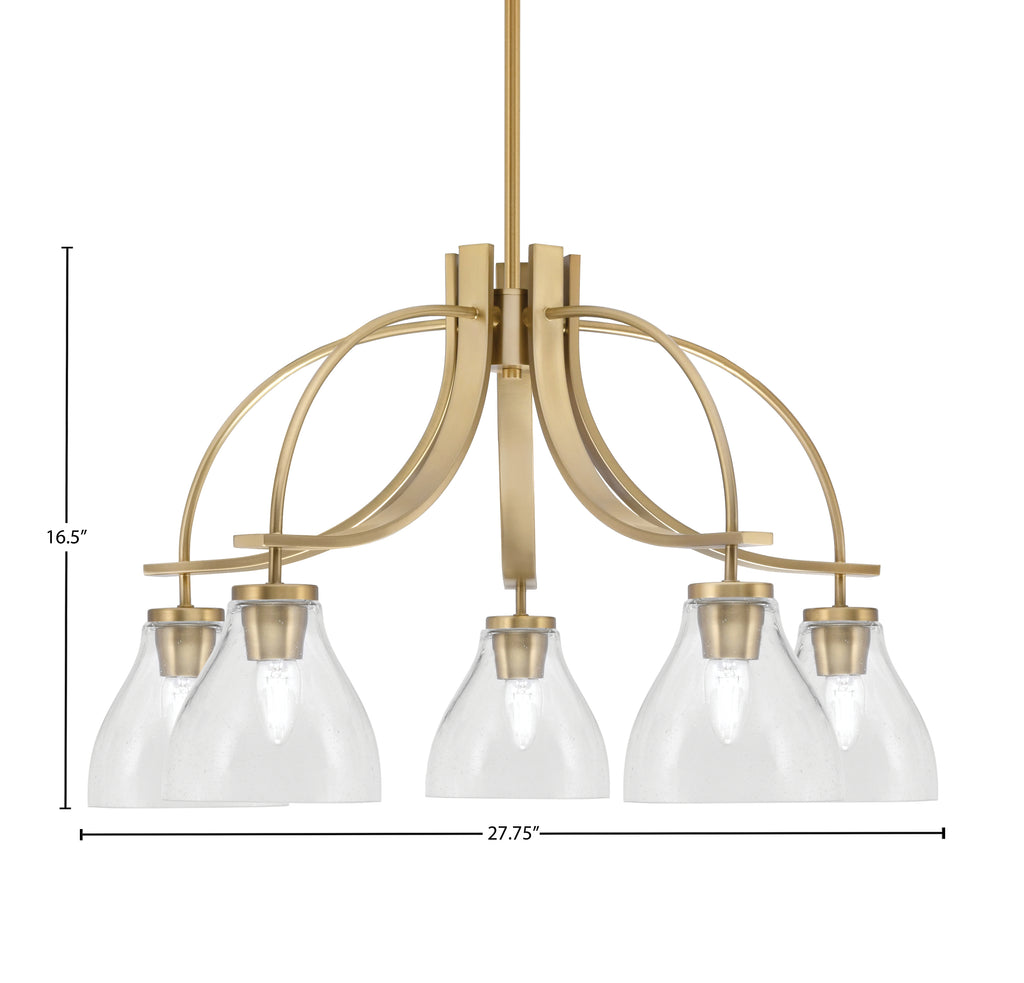 Cavella Five Light Chandelier in New Age Brass with 6.25" Clear Bubble Shade