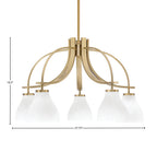Cavella Five Light Chandelier in New Age Brass with 6.25" White Marble Shade
