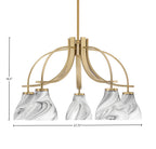 Cavella Five Light Chandelier in New Age Brass with 6.25" Onyx Swirl Shade