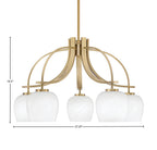 Cavella Five Light Chandelier in New Age Brass with 6" White Marble Shade