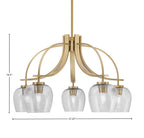 Cavella Five Light Chandelier in New Age Brass with 6" Smoke Bubble Shade