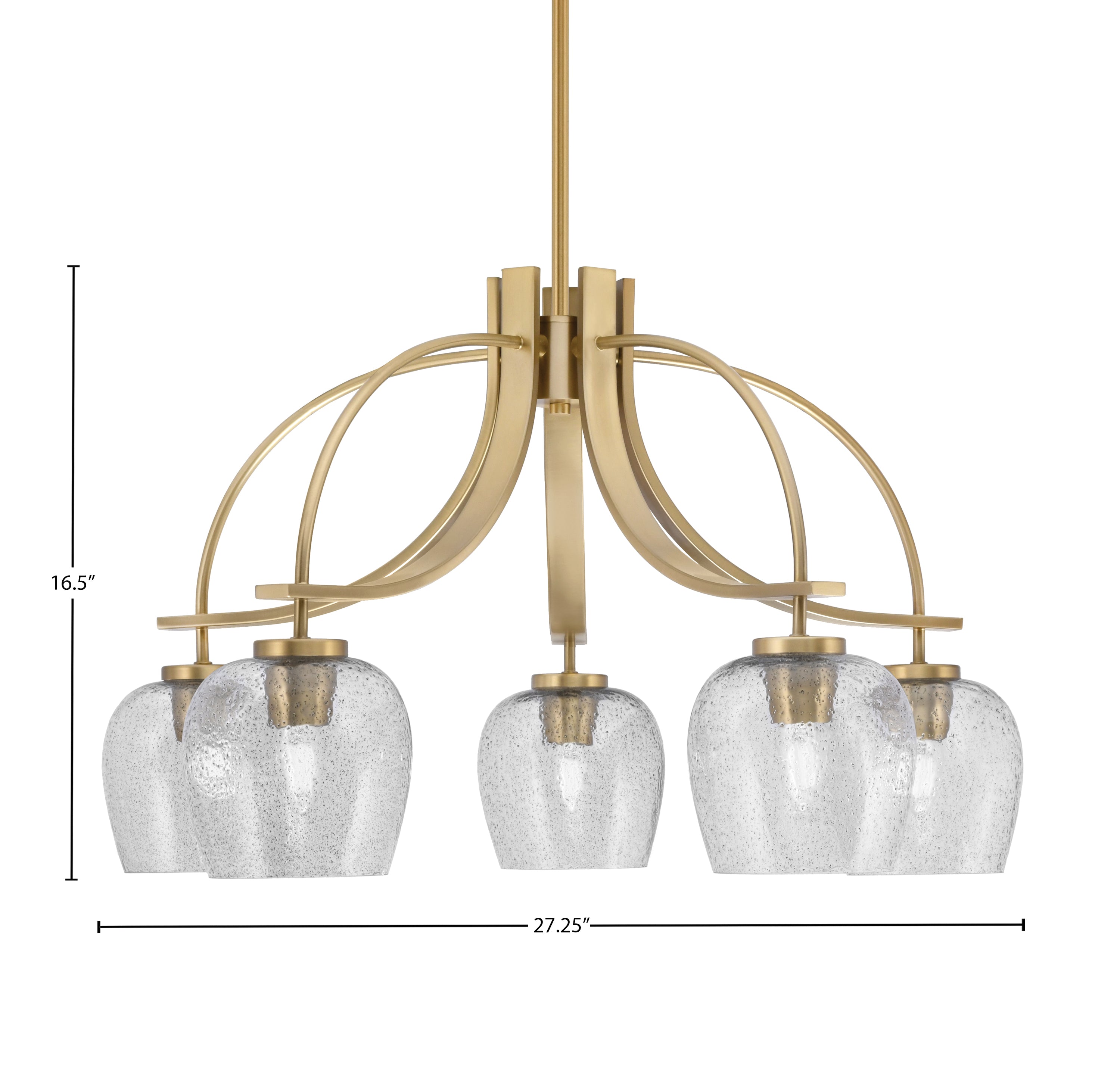 Cavella Five Light Chandelier in New Age Brass with 6" Smoke Bubble Shade