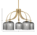 Cavella Five Light Chandelier in New Age Brass with 7" Smoke Textured Shade