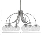 Cavella Six Light Chandelier in Graphite with 7" Clear Bubble Shade
