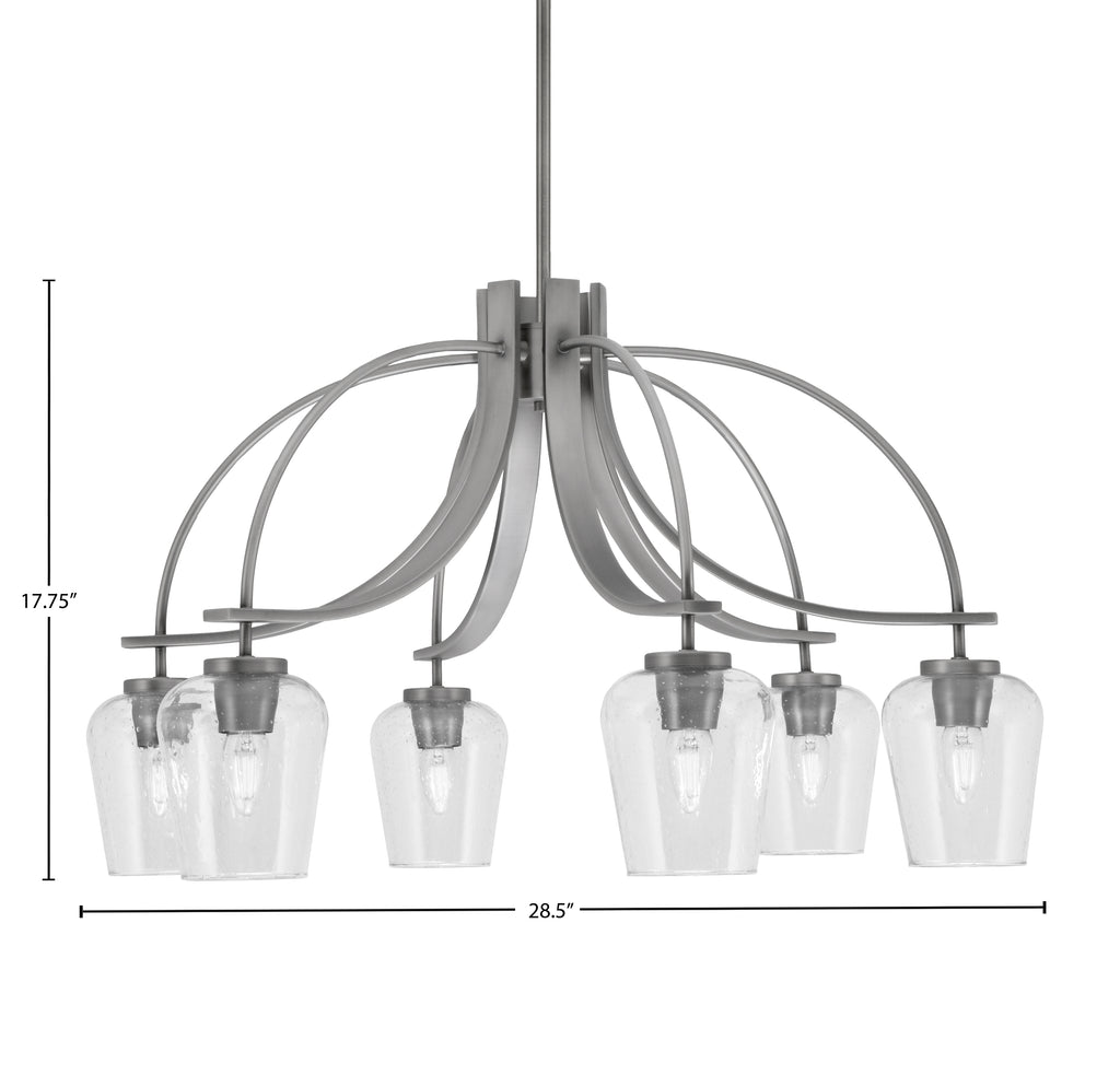 Cavella Six Light Chandelier in Graphite with 5" Clear Bubble Shade