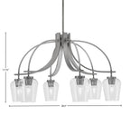 Cavella Six Light Chandelier in Graphite with 5" Clear Bubble Shade