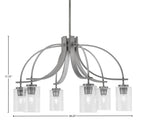 Cavella Six Light Chandelier in Graphite with 4" Clear Bubble Shade