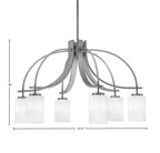 Cavella Six Light Chandelier in Graphite with 4" White Marble Shade