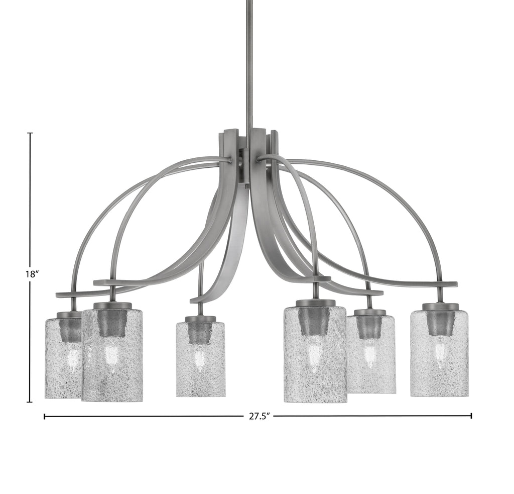 Cavella Six Light Chandelier in Graphite with 4" Smoke Bubble Shade