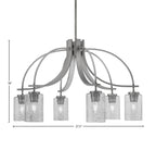 Cavella Six Light Chandelier in Graphite with 4" Smoke Bubble Shade