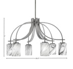 Cavella Six Light Chandelier in Graphite with 4" Onyx Swirl Shade