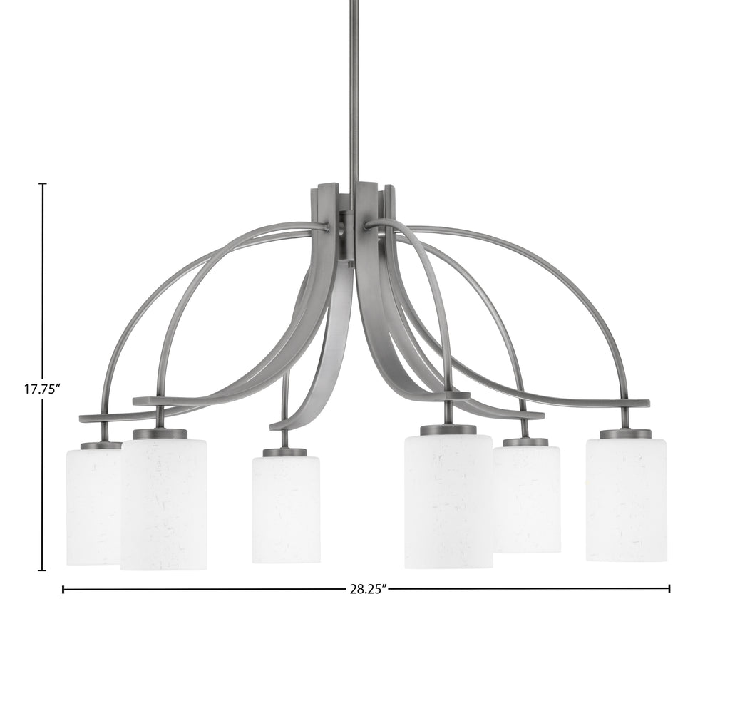 Cavella Six Light Chandelier in Graphite with 4" White Muslin Shade