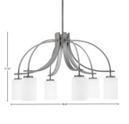Cavella Six Light Chandelier in Graphite with 4" White Muslin Shade
