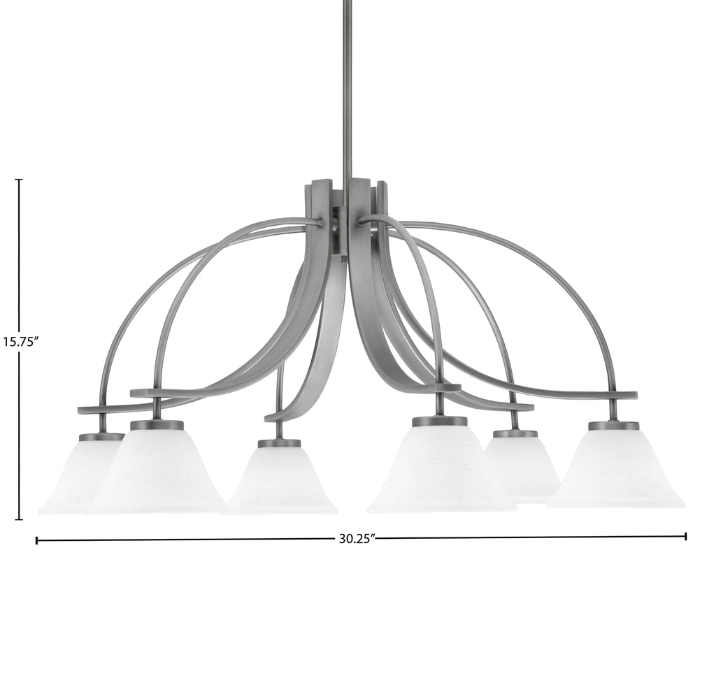 Cavella Six Light Chandelier in Graphite with 7" White Muslin Shade