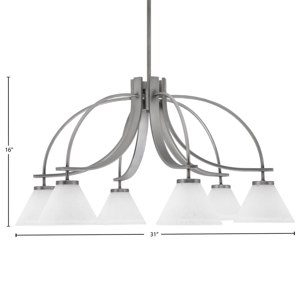 Cavella Six Light Chandelier in Graphite with 7" White Muslin Shade