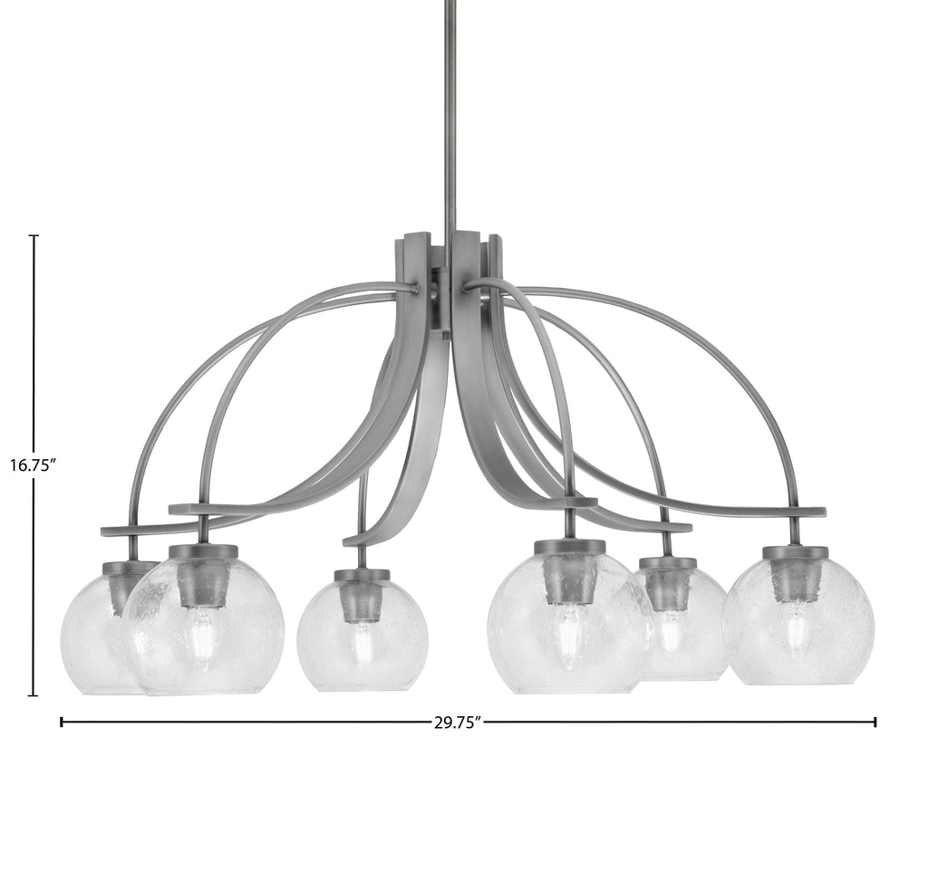 Cavella Six Light Chandelier in Graphite with 5.75" Clear Bubble Shade