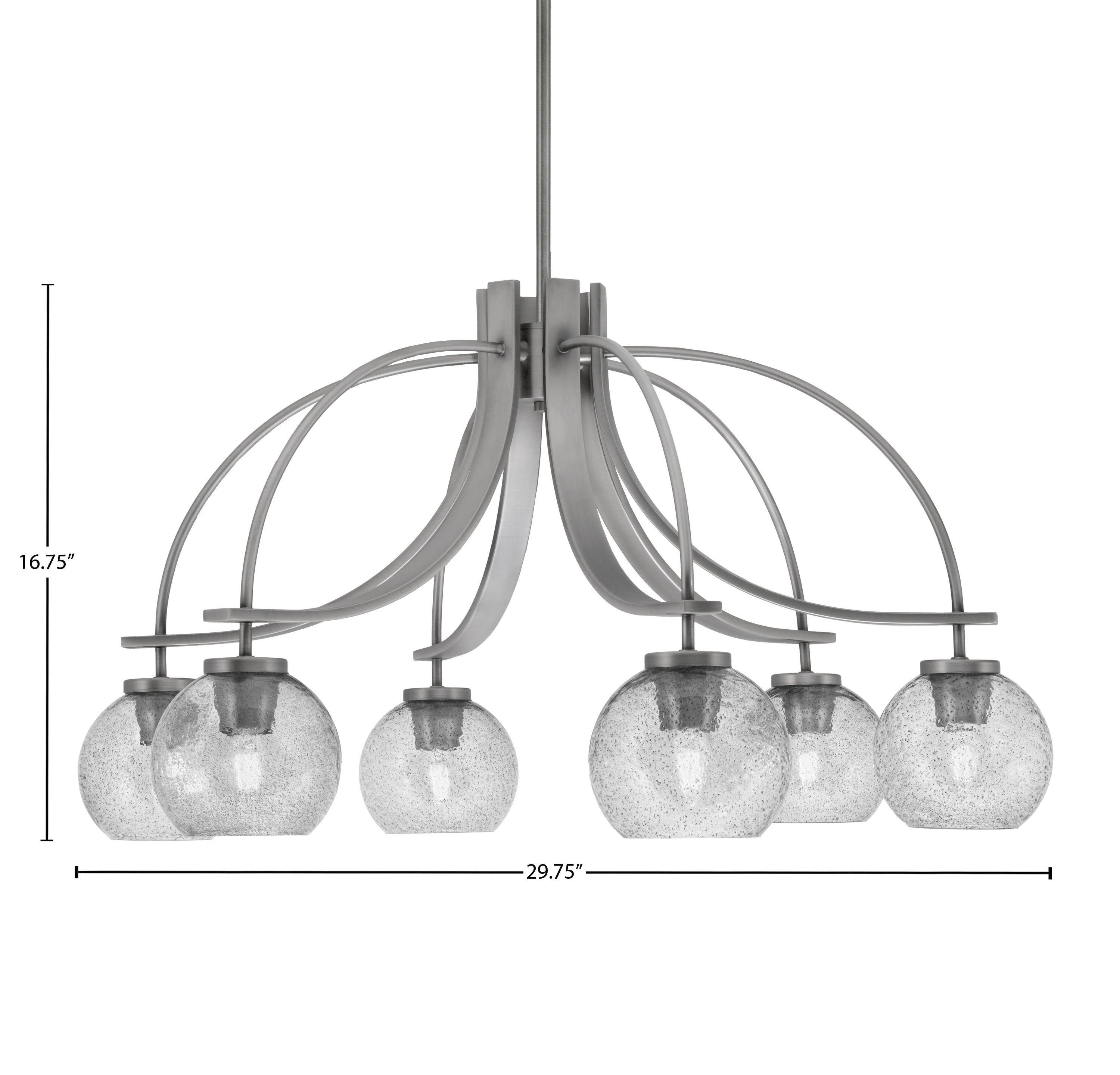 Cavella Six Light Chandelier in Graphite with 5.75" Smoke Bubble Shade
