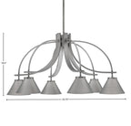 Cavella Six Light Chandelier in Graphite with 7" Graphite Cone Metal Shades Shade