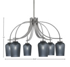 Cavella Six Light Chandelier in Graphite with 5" Smoke Textured Shade
