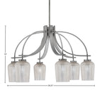 Cavella Six Light Chandelier in Graphite with 5" Silver Textured Shade
