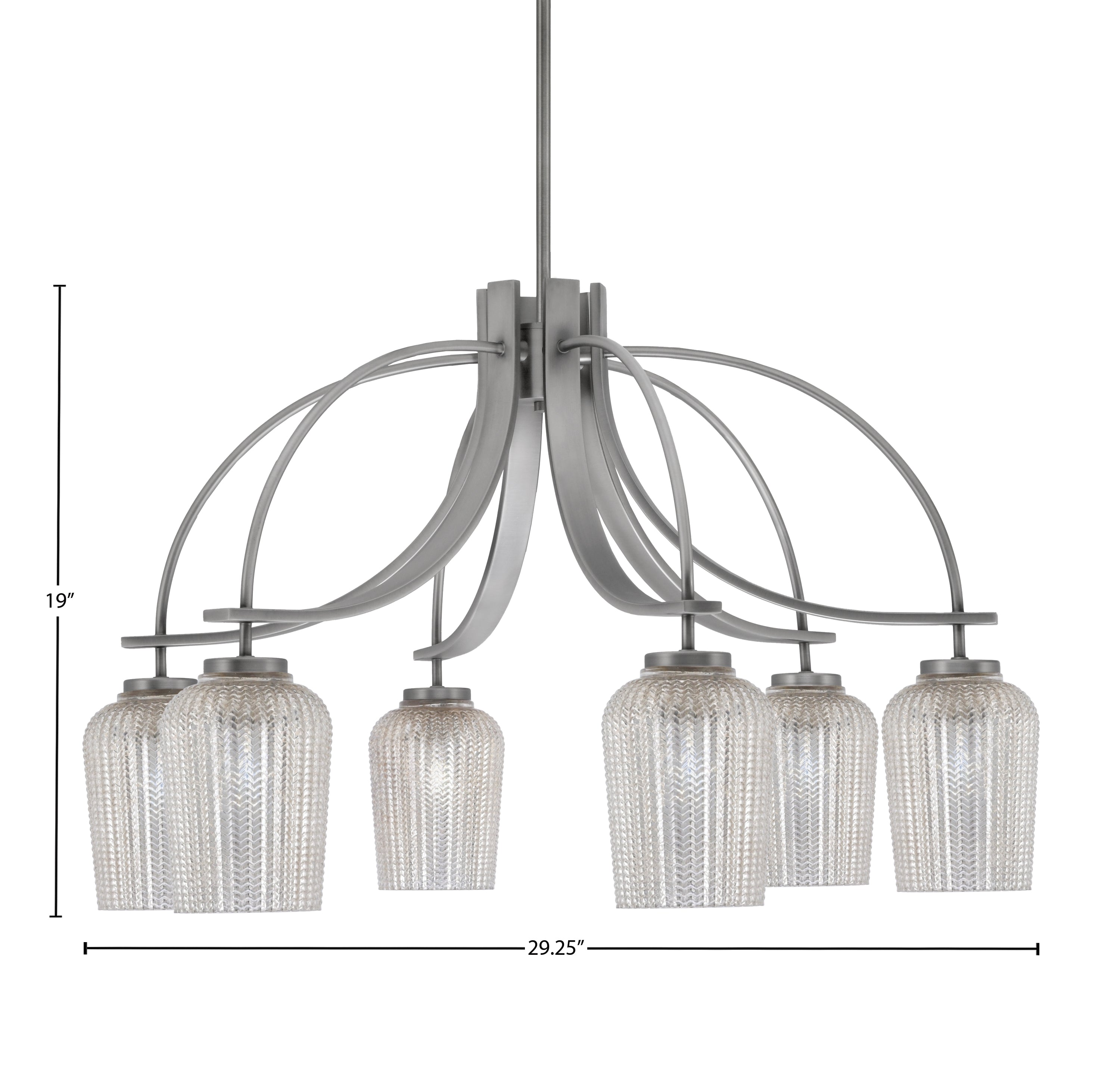 Cavella Six Light Chandelier in Graphite with 5" Silver Textured Shade