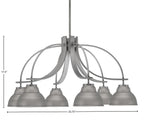 Cavella Six Light Chandelier in Graphite with 7" Graphite Double Bubble Metal Shades Shade