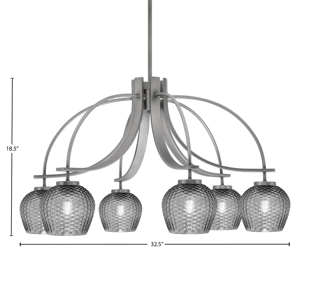 Cavella Six Light Chandelier in Graphite with 6" Smoke Textured Shade