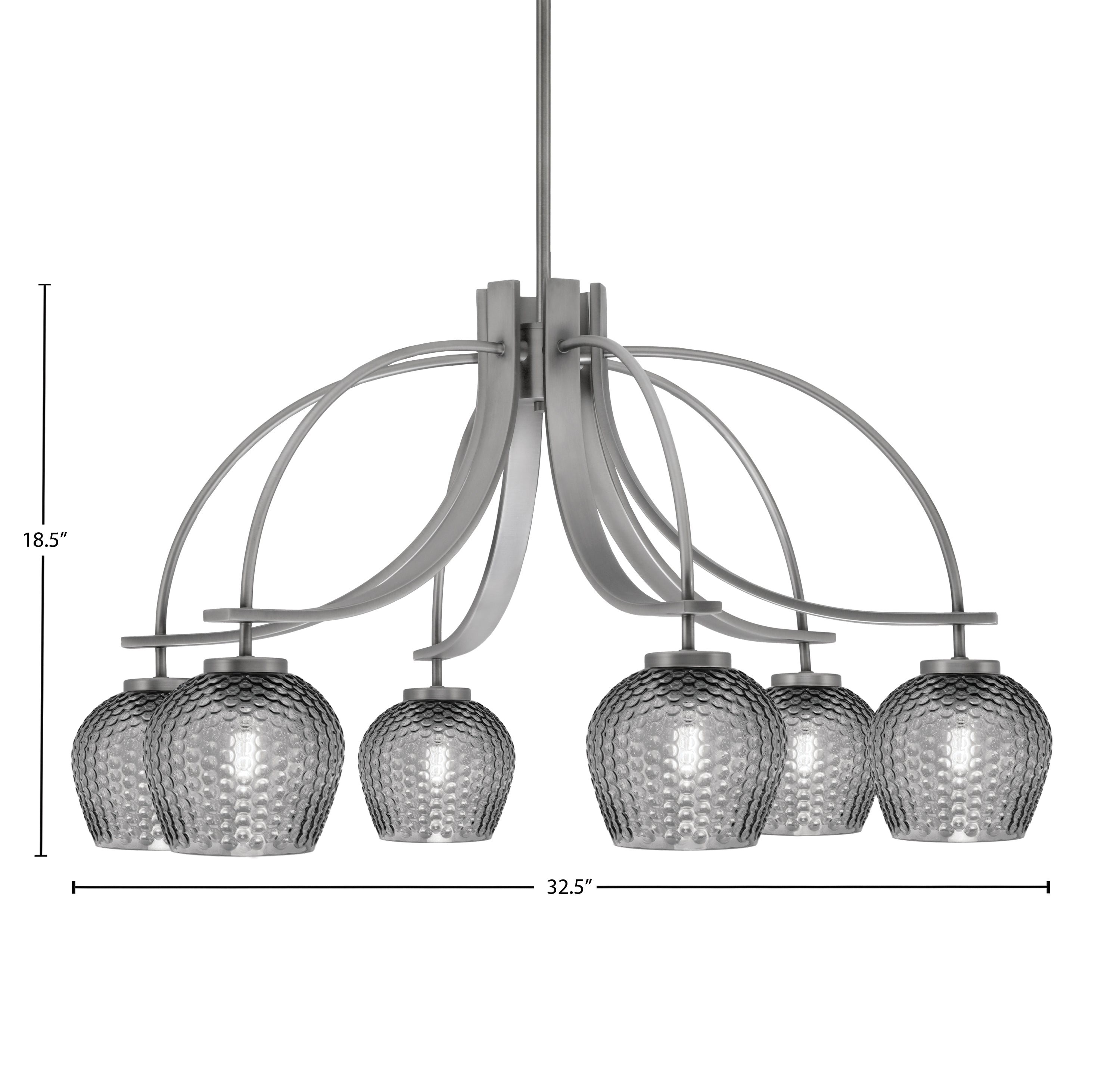 Cavella Six Light Chandelier in Graphite with 6" Smoke Textured Shade