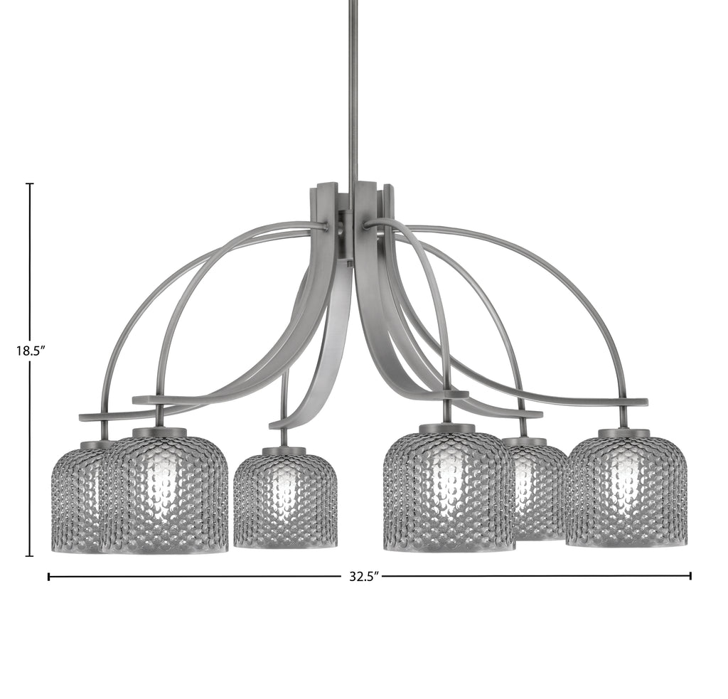 Cavella Six Light Chandelier in Graphite with 6" Smoke Textured Shade