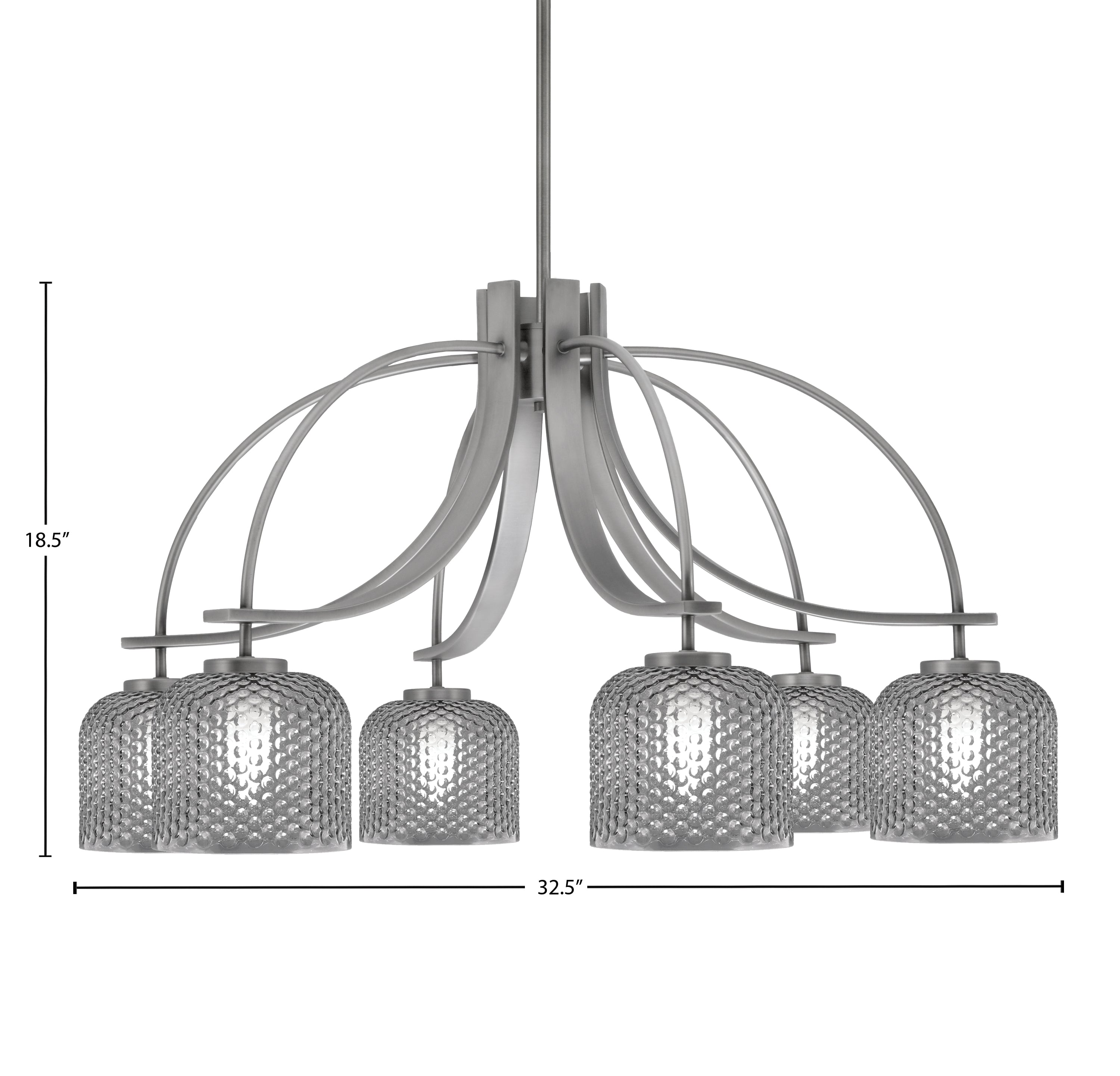 Cavella Six Light Chandelier in Graphite with 6" Smoke Textured Shade